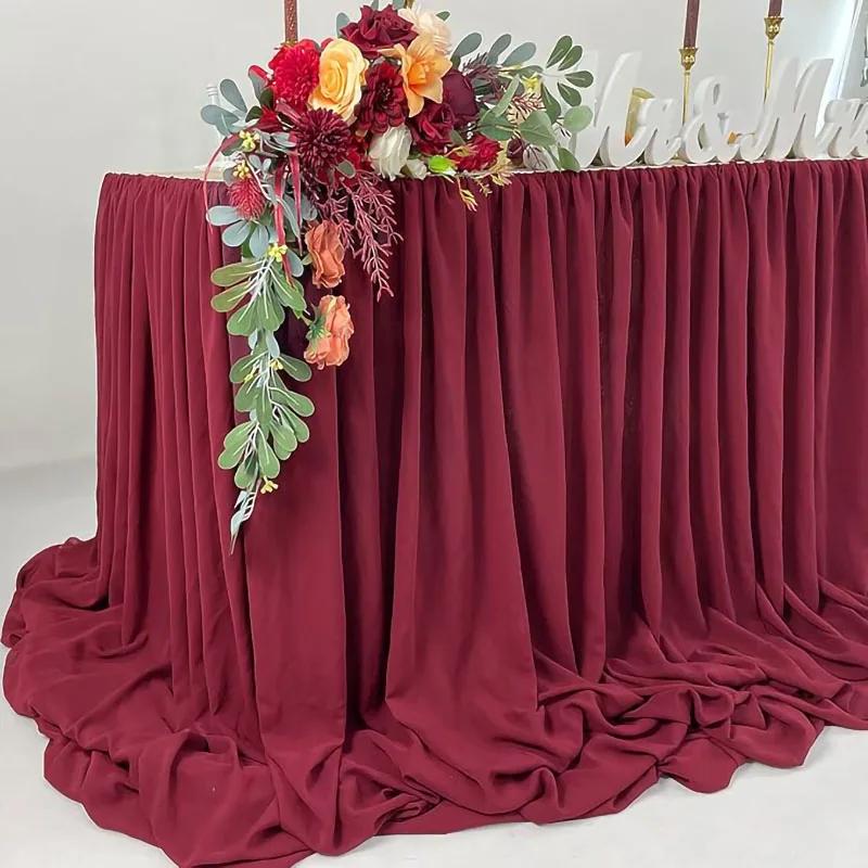 Chiffon Table Skirt Wedding Christmas Tablecloth Sheer Fabric for Sweetheart Table Birthday Party Cake Table Baby Shower Decor