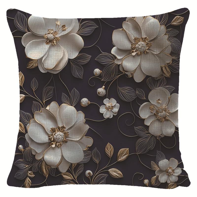 New White Floral Art Pillowcase for Holiday Decoration and Car Cushion Cover