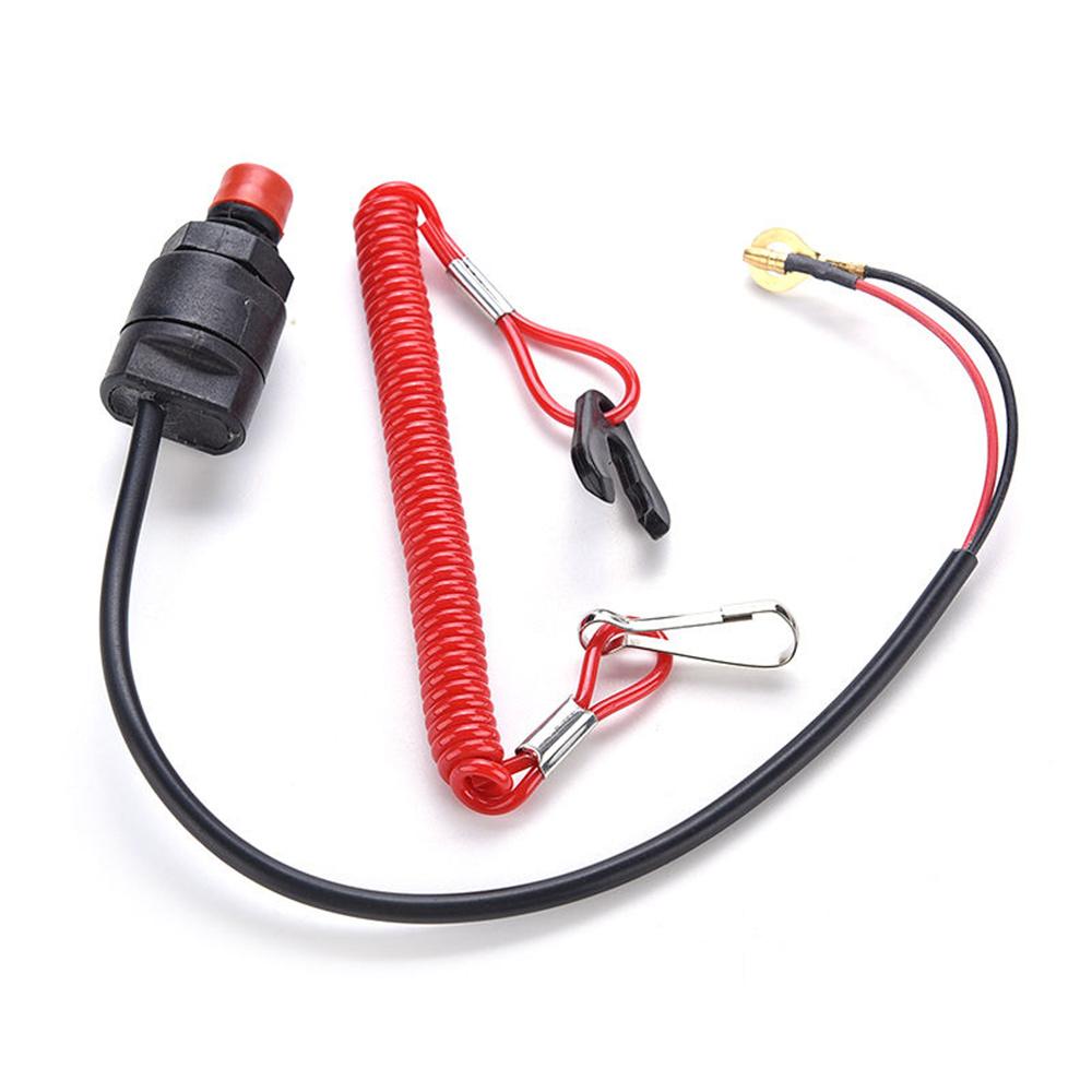 12V Outboard Boat Motor Emergency Kill Stop Switch W/ Safety Tether Lanyard Cord