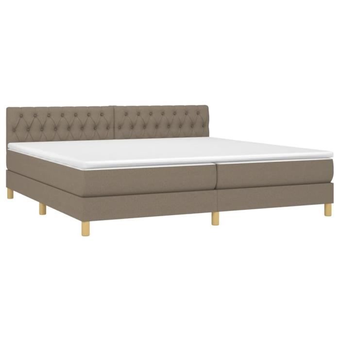 3140885 vidaXL Divan Bed with Mattress Taupe 200x200 Cm Fabric