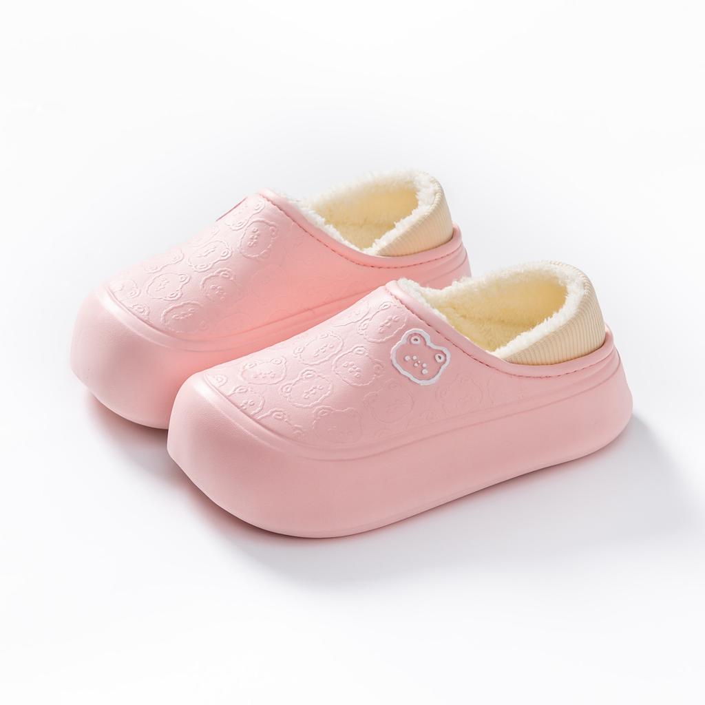 Cotton Slippers Women's Autumn Bag Heel Outer Wear Fleece Home Indoor Thick Sole Removable Plush Shoes Men