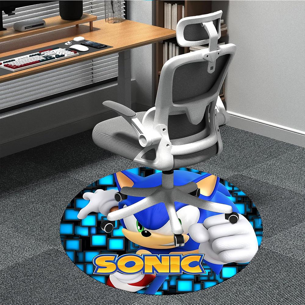 

1pc Sonic Adventure Office Round Area Rug, Indoor Mat Suitable For Office, Under Office Chairs Bedroom Living Room Home Decor, Room Deco001 80cm by 80cm