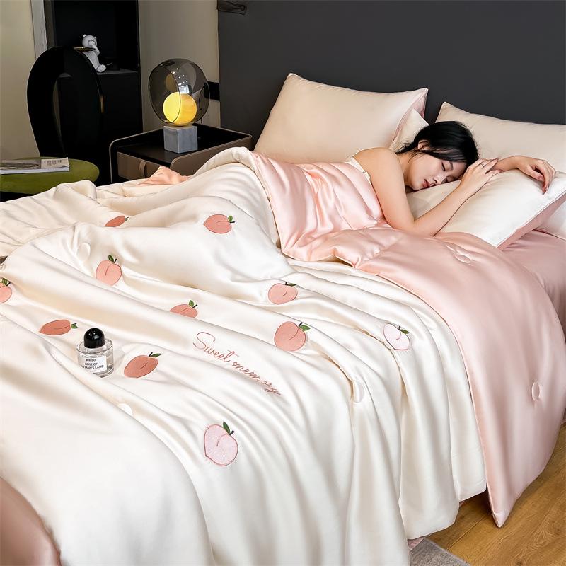 Silky Summer Ice Silk Quilt Set: Lightweight, Washable, and Embroidered
