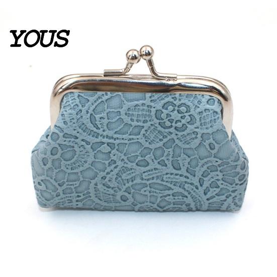 Palm-sized Wallet Embossed Lace Coin Purse, Kiss Lock Closure Pouch, Lightweight Holder Women Small Change Purse for Cash Coins Cards