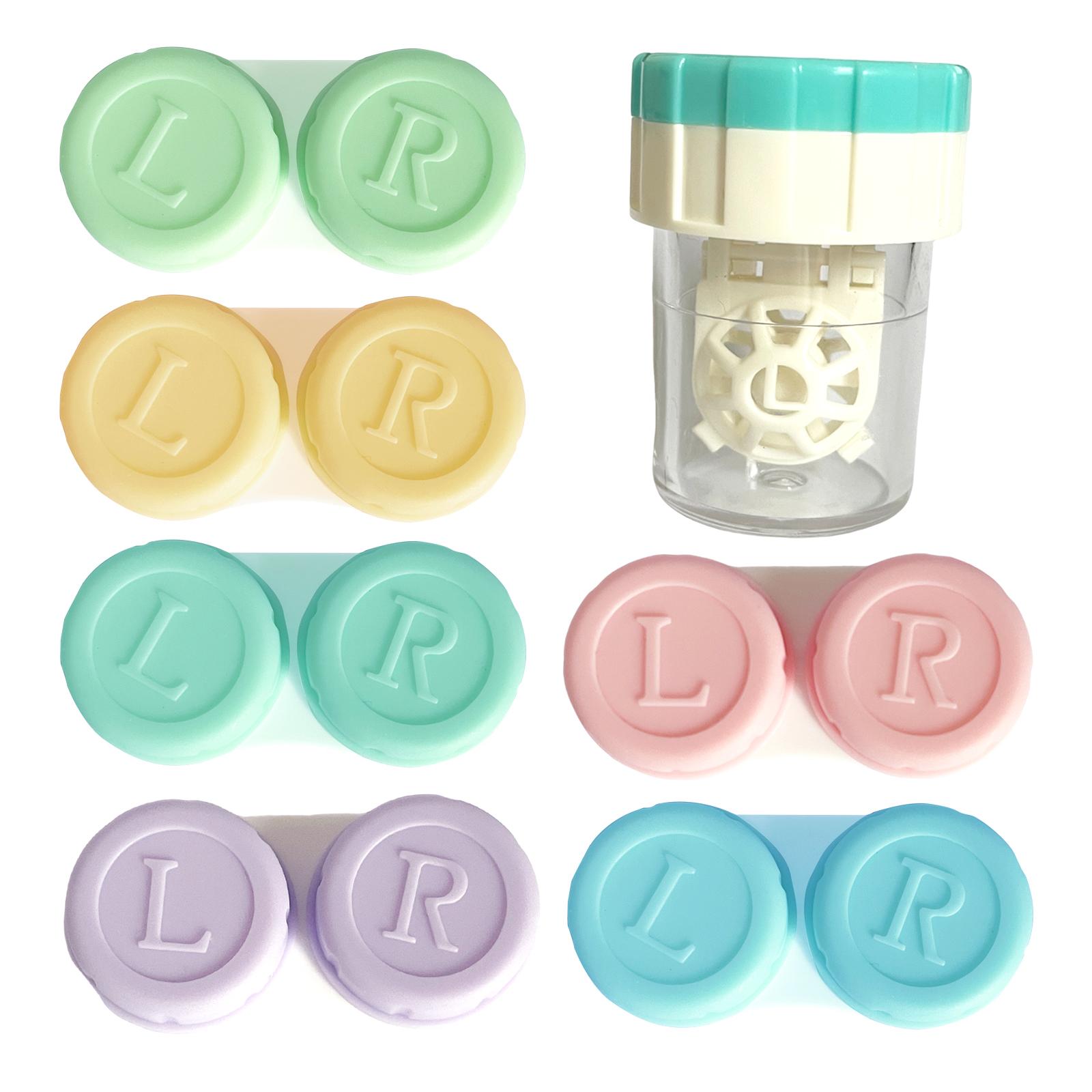 Contact lens case with Cleaner Washer Bulk Colorful Contact Lens Soak Storage Box Holder Container Kit for Travel Daily Use