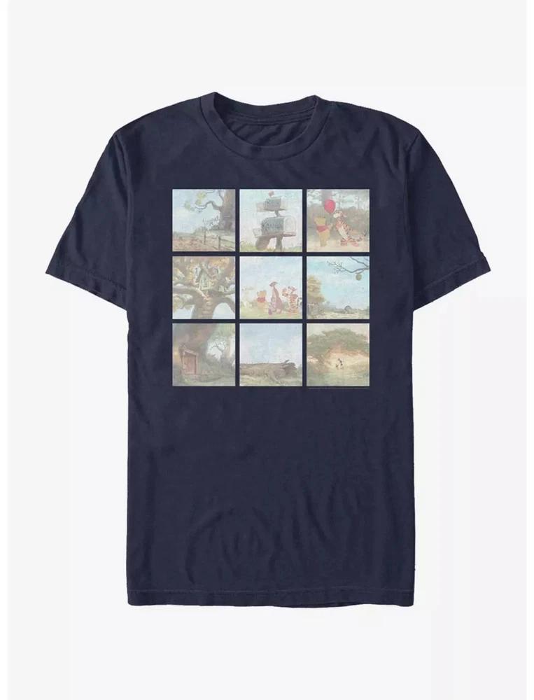 Winnie The Pooh Scenes Tshirt Unisex Navy S