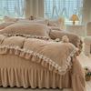 French Bed Cover Lace Thickened Milk Fleece Four-Piece Double-Sided Baby Fleece 1.8