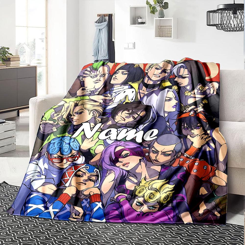 Customiz Name Personality JoJo's Bizarre Adventure Blanket Soft &Warm Sofa Office Bed Travel Lunch Break Blanket, Gift Suitable All Seasons