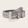 Bling Bling Sparkling Rhinestone Studded Western Metal [Lamerry] Belt, Belt, Buckle, 115cm, Men's & Women's (Silver)