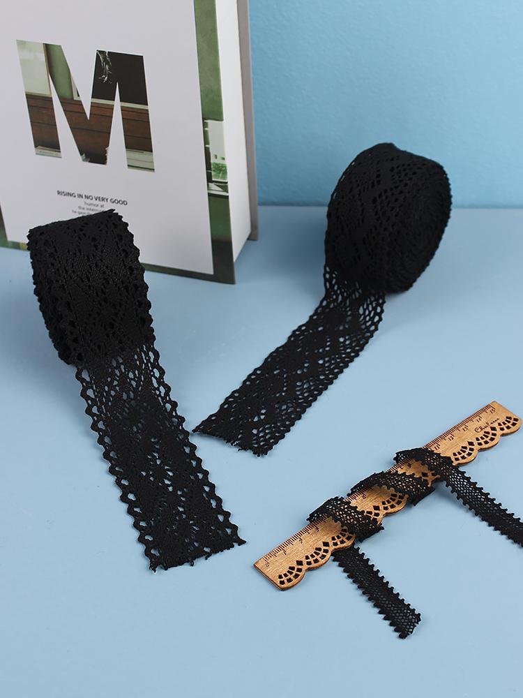 Black Pure Cotton Lace Trim for Clothing and Curtains