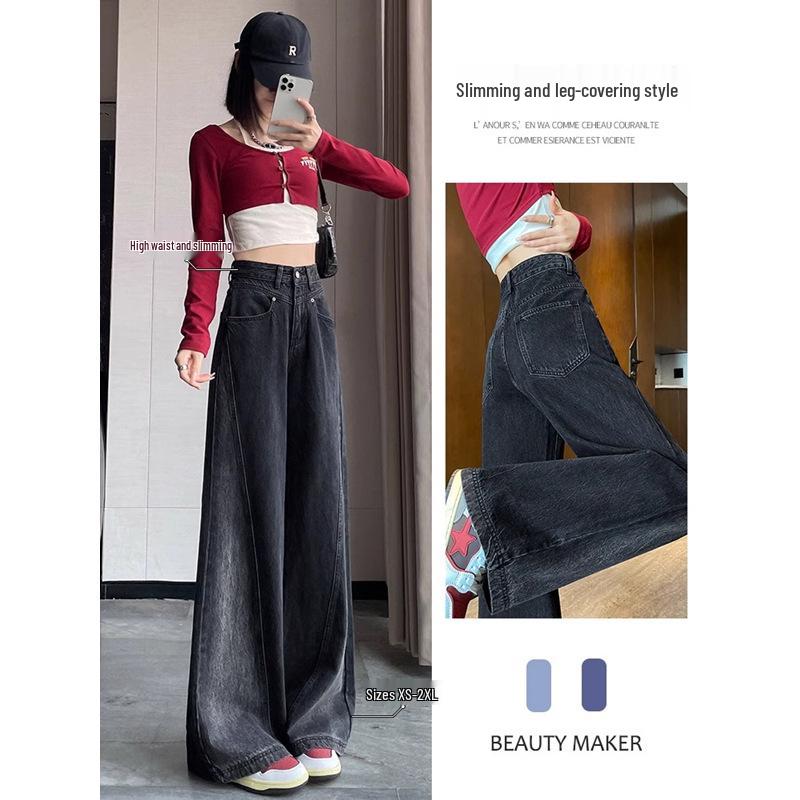 

Women s Black Color Block High Waist Wide Leg Jeans - Autumn 2024 Design 2XL