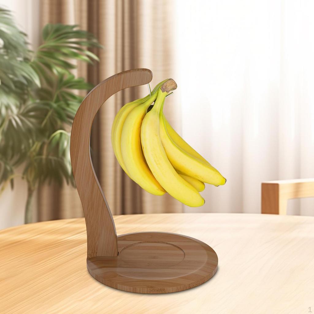 Banana Holder Stand Multifunction Portable Hook for Home Wood Color
