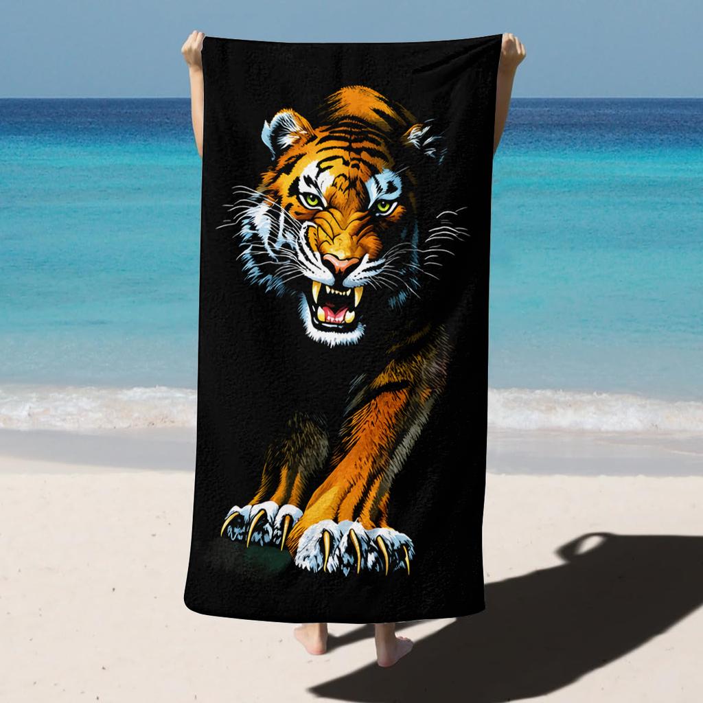 1PC Lion Tiger Animals Pattern for Family Friends Gifts Towel Quick-Dry Beach Towel For Yoga Tourism Beach GYM Camping Swimming