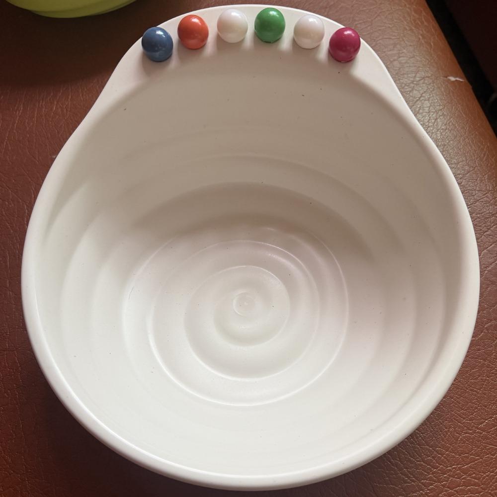 Plastic Fruit Bowl with Fork Large Capacity Fruit Serving Plate Dessert Salad Bowl  Office