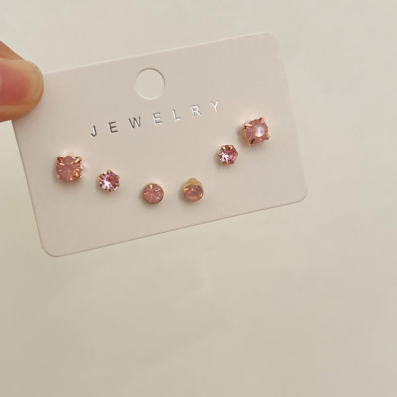 

S925 Silver Zircon Stud Earrings Set: 6-Piece Exquisite Cold Style for Women - 2024 Trend
