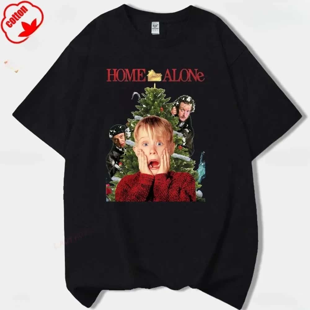

Alone Kevin Fun Christmas Printed Tshirt Retro Mens Tshirt Mens Clothing Christmas Gift Cotton Brain Decayed Tshirt M