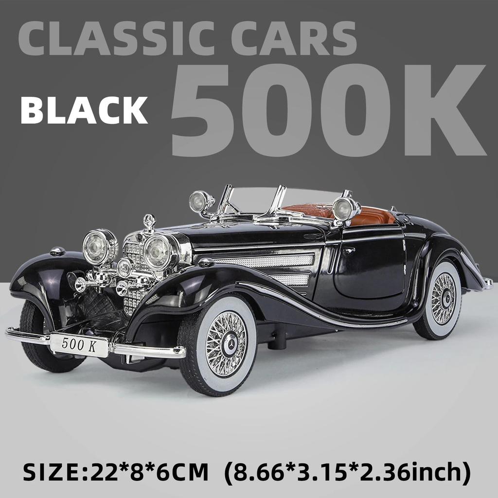 Retro-Stil 1:24 Oldtimermodelle aus Legierung, klassische 500K- und CLK-GTR-Serie, geeignet für junge Leute zum Sammeln und Ausstellen von Geschenken und Spielzeugen für Jungen