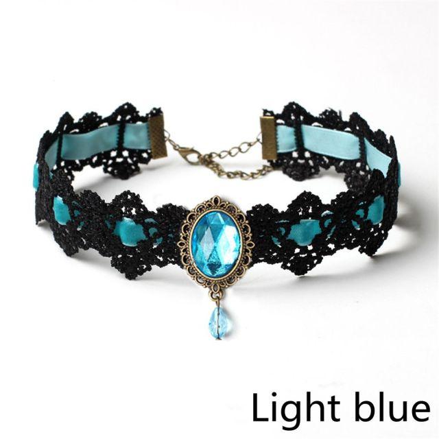 Europeisk og amerikansk overdrevet svart flanell kort halskjede for kvinner Sexy hals smykker Halloween fest krage kjede hals kjede