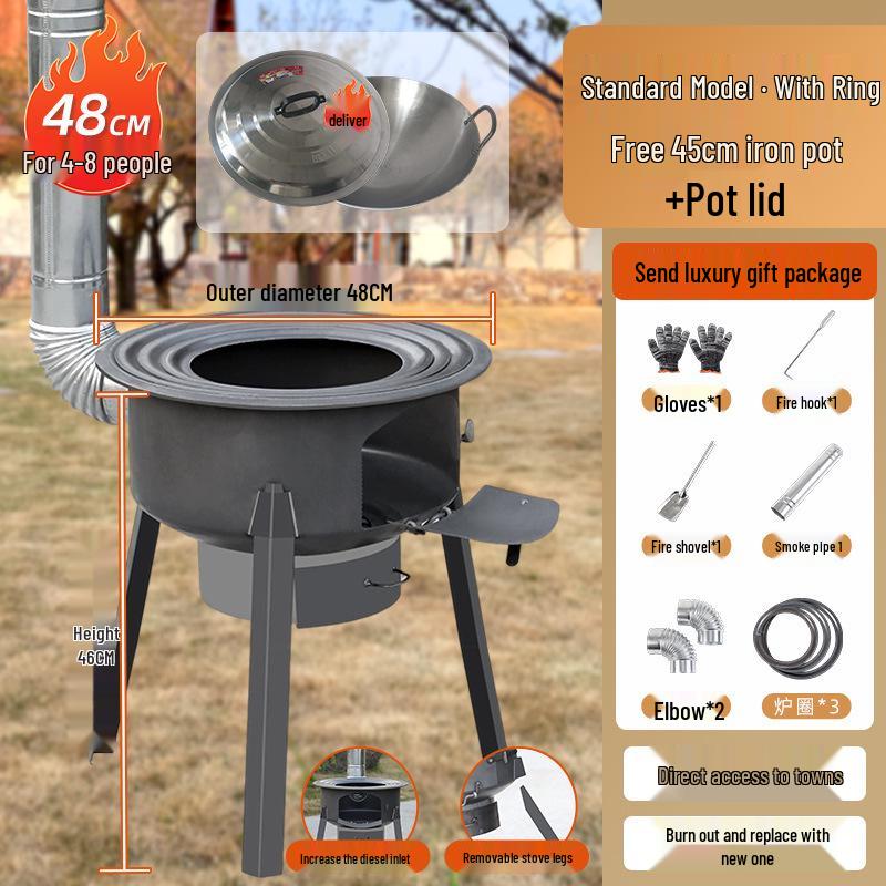 Portable Outdoor Firewood Stove for Camp Cooking and Tea Brewing