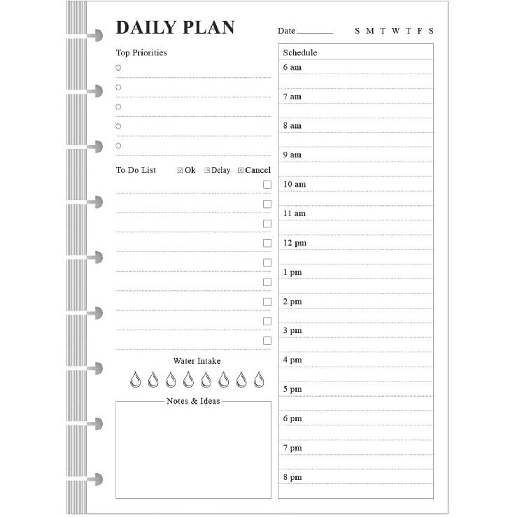 Classic Size Discbound Daily Planner Refill Paper, 9-Disc Discbound Pre-punched Happy Planners ert, 100Sheets/200Pages To Do List Planner Refill,