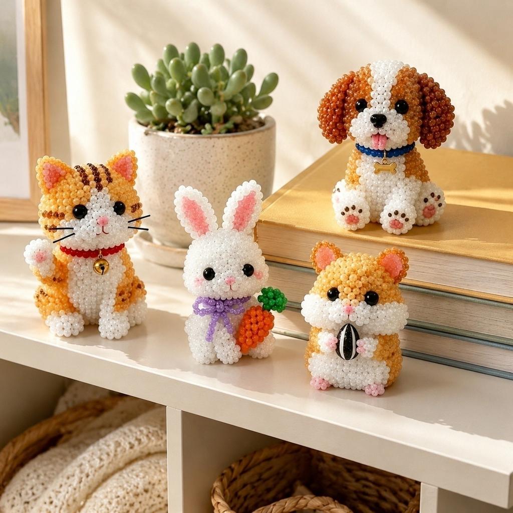 3D Beaded Animal Kit DIY Bead Set for Kids and Adults Animal Figures Educational Assembly Toy for and HandsOn Skills