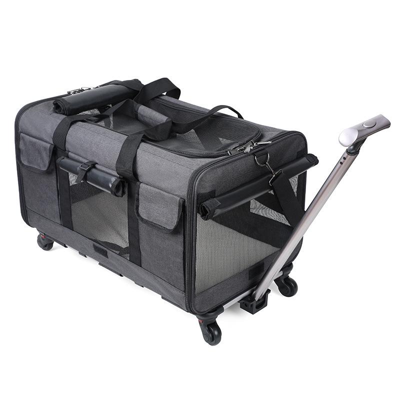 Pet Carrier Trolley with Detachable Wheels: Breathable, Foldable, Large Capacity Cat Bag