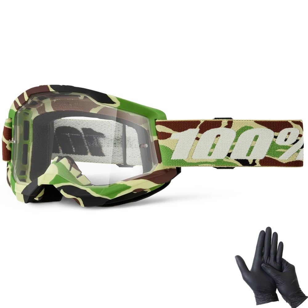 GRANTZ ONE Strata 2 Clear Lens Motorcycle Goggles with Nitrile Officially Imported from Japan 100% Gloves, (Workamo)