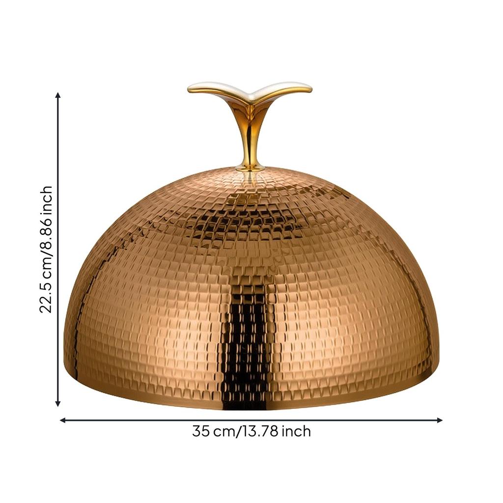 Reflective Rose Gold Domed Plate Cover Dishwasher Safe Hammered Food Dome with