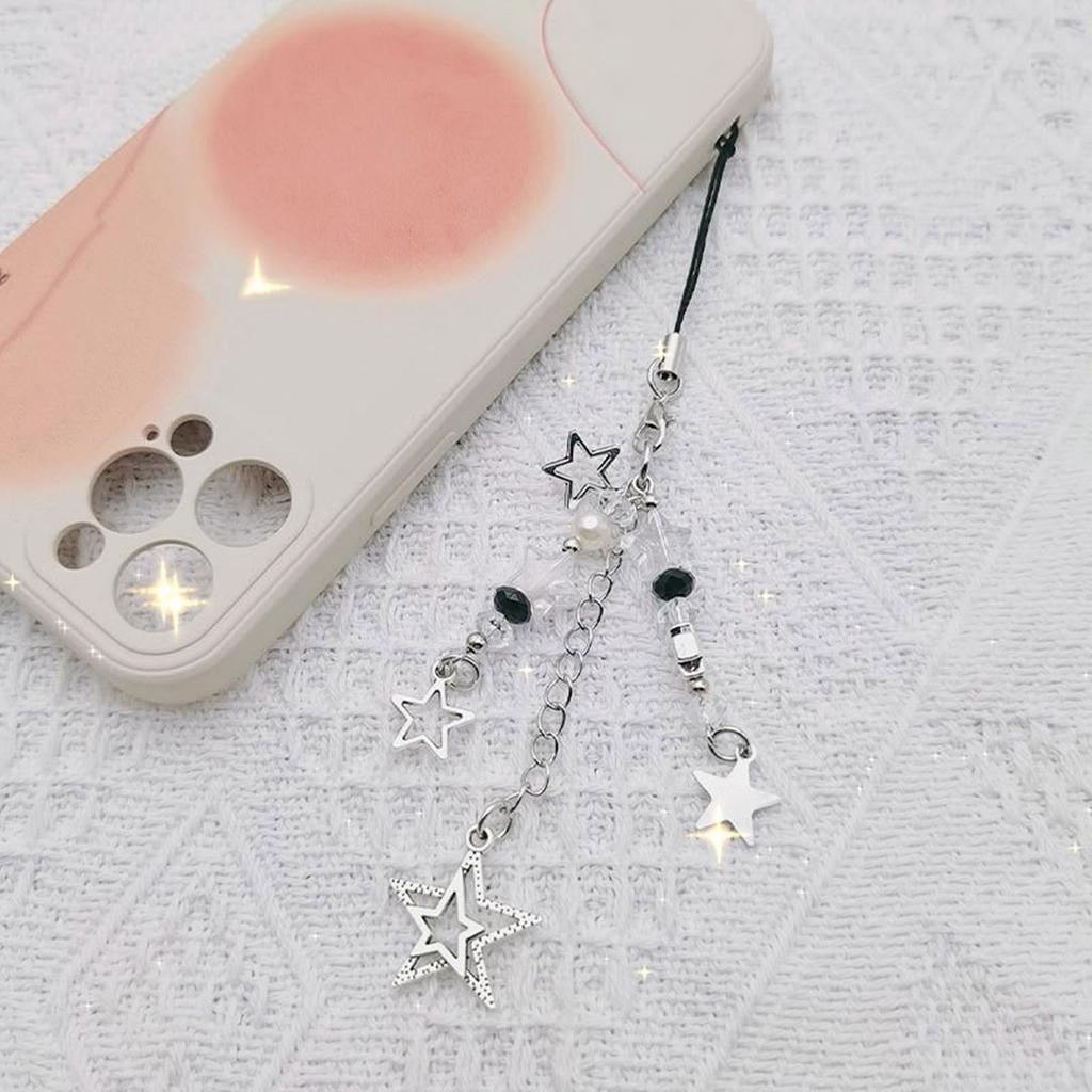 3 Pieces Alloy Phone Chain with Butterfly Star Charm Handmade Keychain Accessory Bag Pendant Decoration for Daily Use