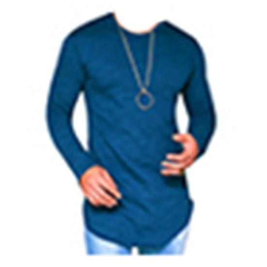 Pánské podzimní jednobarevné bavlněné tenké tričko s dlouhým rukávem a kulatým výstřihem, spodní top