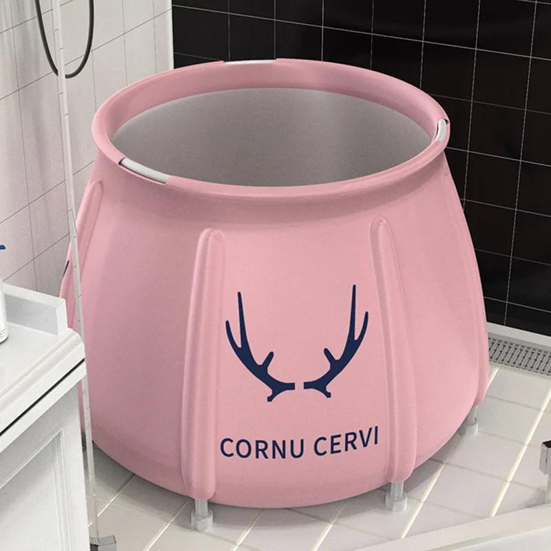 Przenośna Składana Wanna dla Dorosłych - Pogrubiana Wanna z Hydromasażem na Całe Ciało do Kąpieli Domowej i Sauny