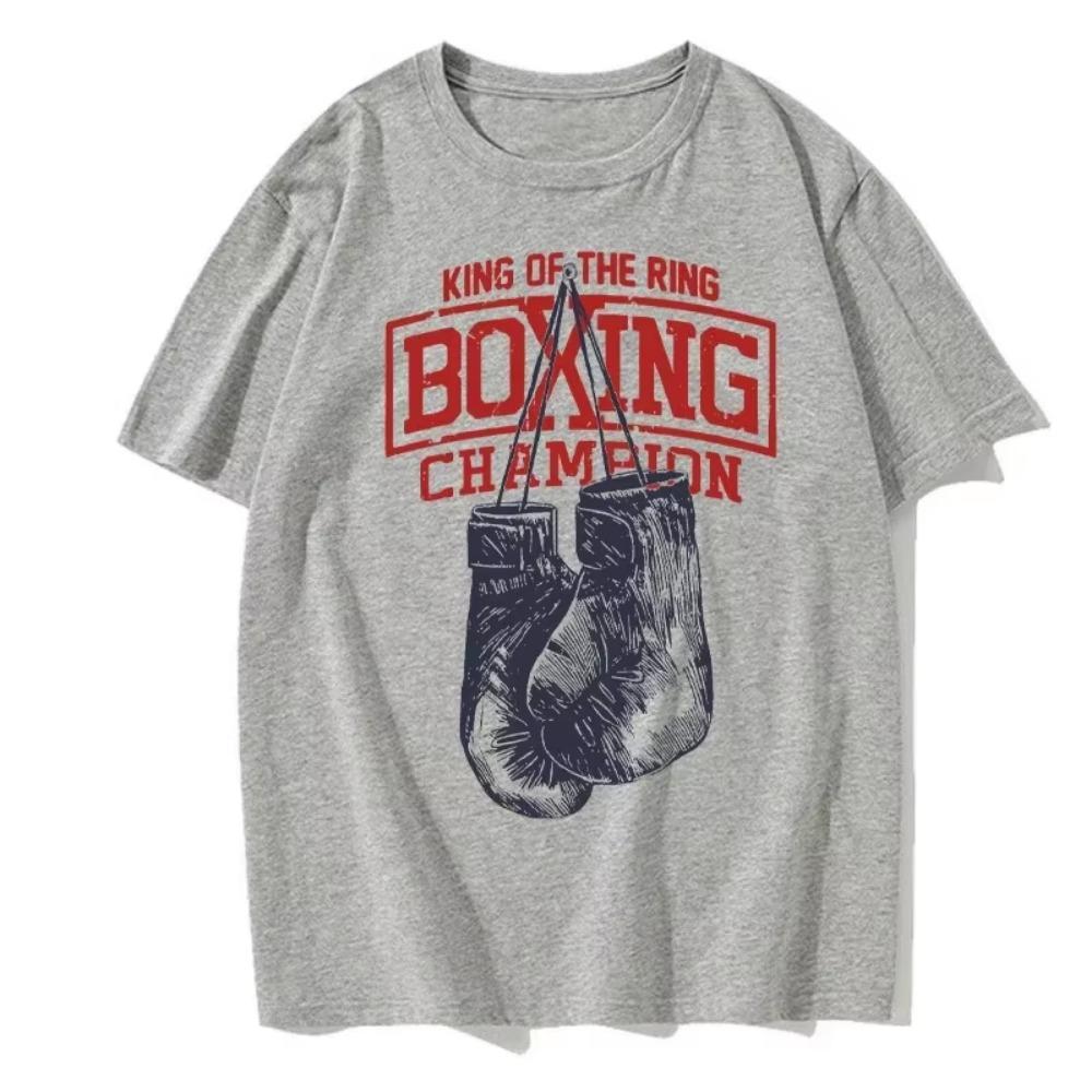 King of The Ring Boxing Printed T Shirt for Men Women Vintage GYM Apparel Tops Tees