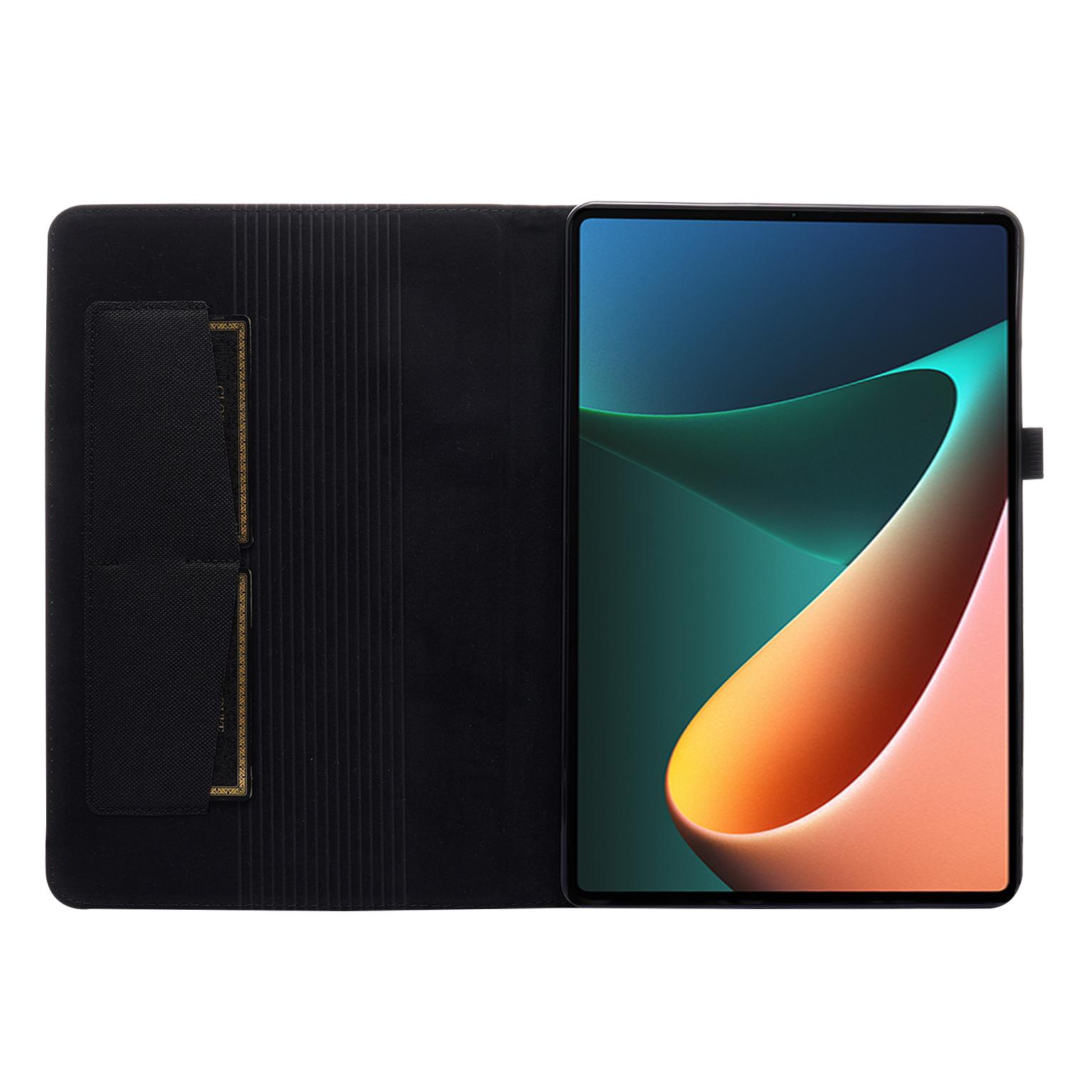 

For Xiaomi Pad 5/Pad 5 Pro Cloth Texture Tablet Case Full Body Protection PU Leather Card Holder Folio Stand Cover Grey