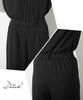 Nissen Black Formal Collarless Jacket and Wide Pants Suit Pleated Blouse Wide Available In Plus Size 4L Women's Mourning/Formal Wear, Washable,