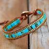 Natural Turquoise Beads Handmade Healing Reiki Chakra Women Bangle Cuff Bracelet