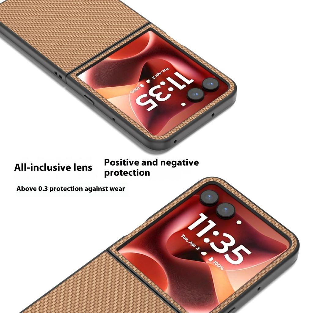 Pro Motorola Razr 60 Ultra 5G Pouzdro PU + PC Kryt telefonu s texturou uhlíkových vláken