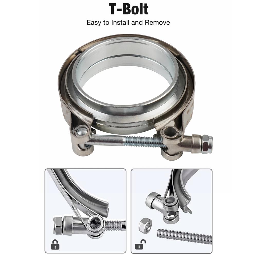 2" 2.5" 3" 3.5" 4" V-Band Clamp With Flange Male Female Stainless Steel Fit for Exhaust System, Turbocharger, Downpipe, Muffler