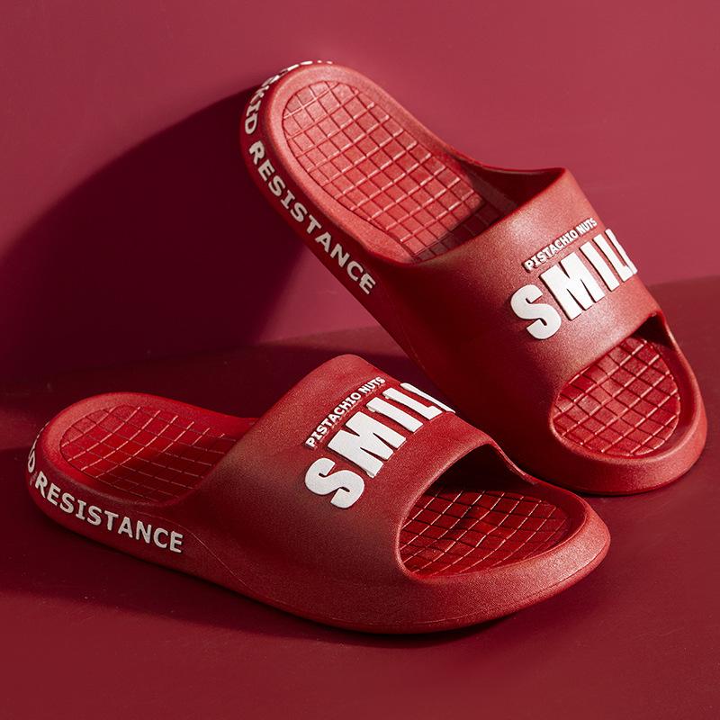 

2024 Летние домашние мужские тапочки Простые черные белые туфли для влюбленных Нескользящие шлепанцы для ванной Шлепанцы мужские пляжные тапочки 42-43 красный