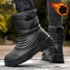 Men's WInter Warm Snow Boots Outdoor Waterproof Anti-Slip Ankle Booties With Faux Fur Lined Comfortable Mid-Calf Hiking Walking Boot Shoes for Men