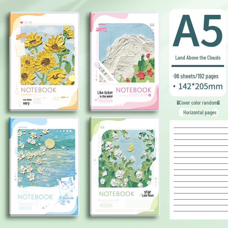 Oil Painting Style A5 Clear Pocket Notebook, Extra Thick for Note Taking – Ideal for Students and Office.