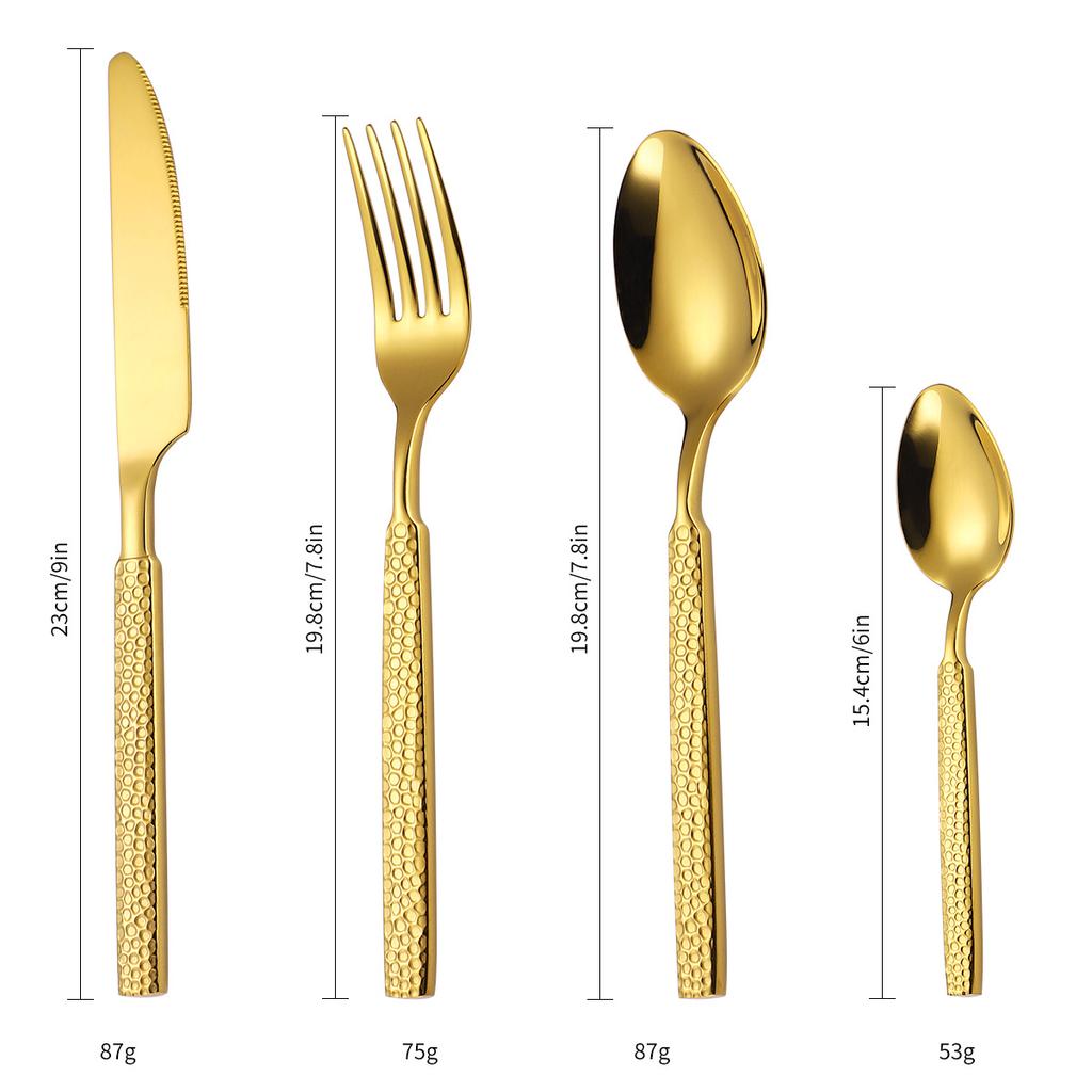 Thickened Cutlery Set 430 Stainless Steel 24 Piece Set Gift Box Home Western Style Steak Hammer Pattern Knife Fork Spoon