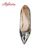 Fashion Aphixta 2025 Snake Prints 7cm Square Heels Pumps Women Shoes Crystal Pearl Sunflower Buckle Party Leisure Big Szie 35-46