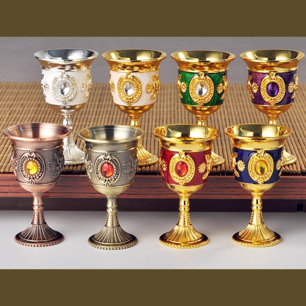Zinc Zinc Zinc Alloy Medieval Rose Embossed Goblet Vintage Liquor Cup Elegant Small Drinking Cup  Banquet