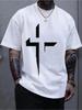 All-Season 100% Cotton Crew Neck T-shirt with Bold White Cross Print - Soft Breathable Regular Fit Short Sleeve Tee for Daily & Weekend Wear
