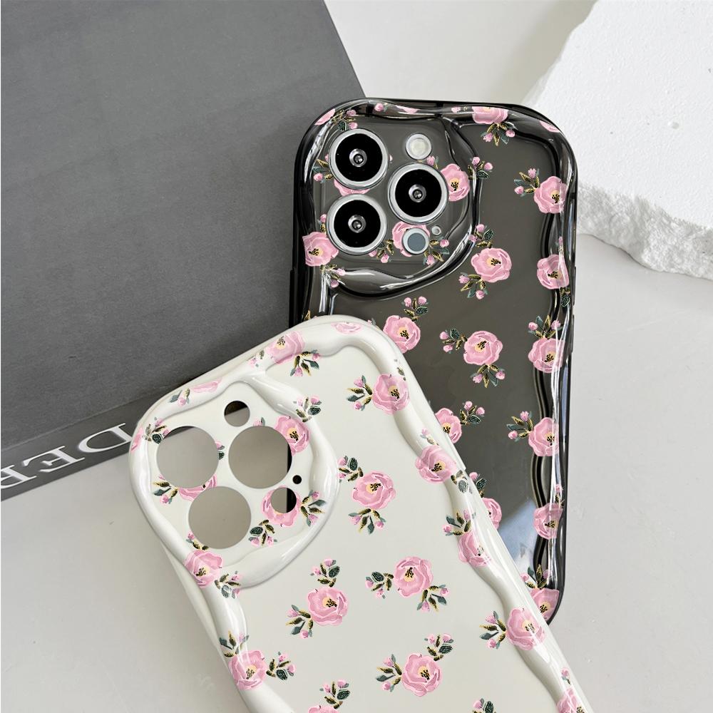 Roztomilý kreslený vzor krémová textura pouzdro vlnitý okraj měkký silikonový kryt pouzdro na telefon pro Huawei Honor Infinix Tecno iPhone