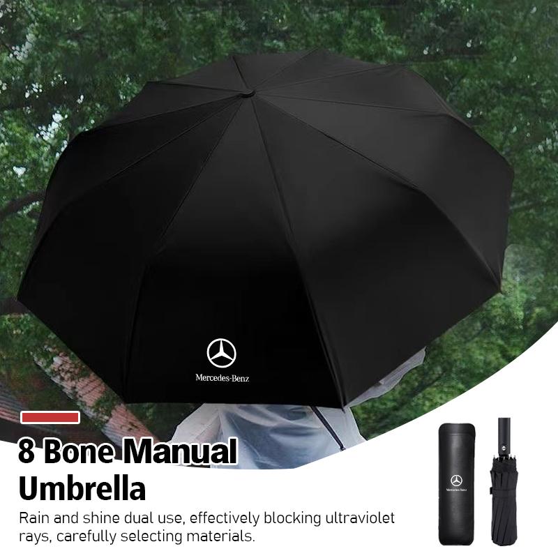 12 Bone Car Logo Folding Windproof Sunshade Automatic Umbrella For Mercedes Benz W202 W212 W126 W140 W168 W177 CLS GLE GLC GLS BGHKM1