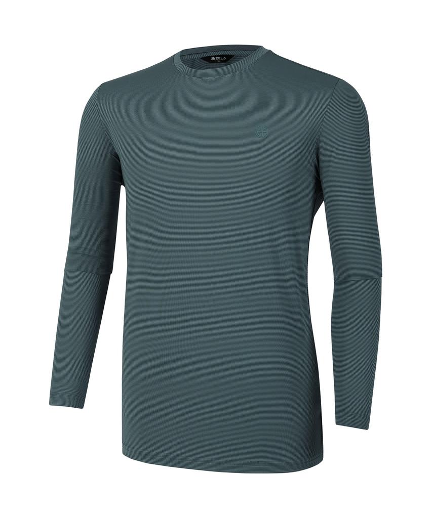 2ELA Men'S Dual Cooling Cooling Round Long Sleeve T-Shirt 6 Colors (Type A)