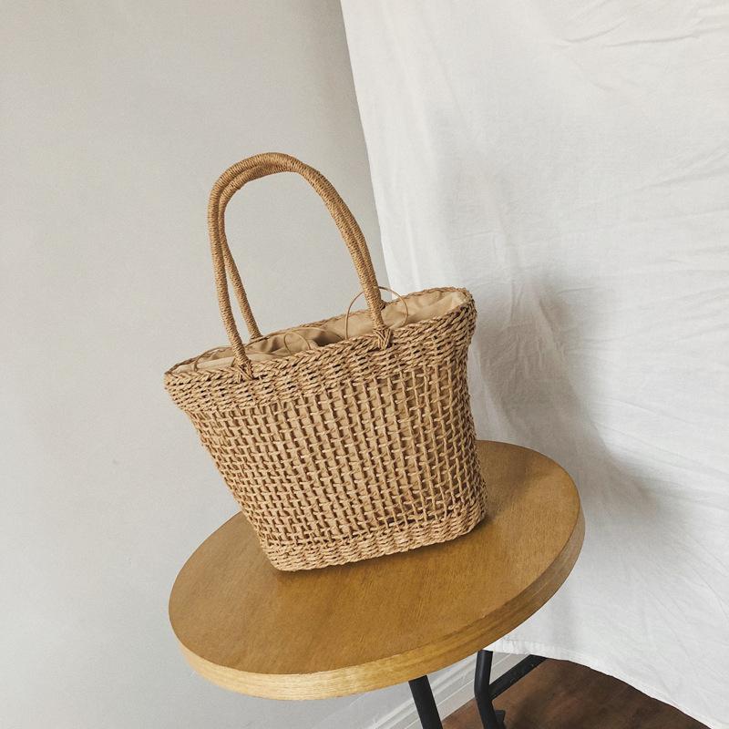 Handmade Women's Handbag Bohemian Hollow Straw Bag Summer Weaving Beach Bags Female Top-handle Tote Fashion Net Bag Mesh Basket