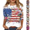 Women's Tops Three-quarter Sleeve Shirt Round-neck Loose Casual Shirt Print T-shirt