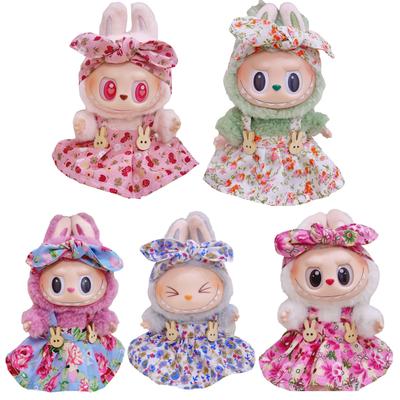 15/17cm Bambola Peluche in Vinile Vestiti Labubu Ciondolo Vestito Viola Fortuna con Fiocco Labubu V1/V2/V3 Accessori Vestiti